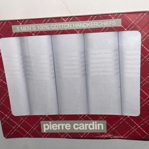 Pierre Cardin 5 Mens Fine Handkerchiefs 100% Cotton